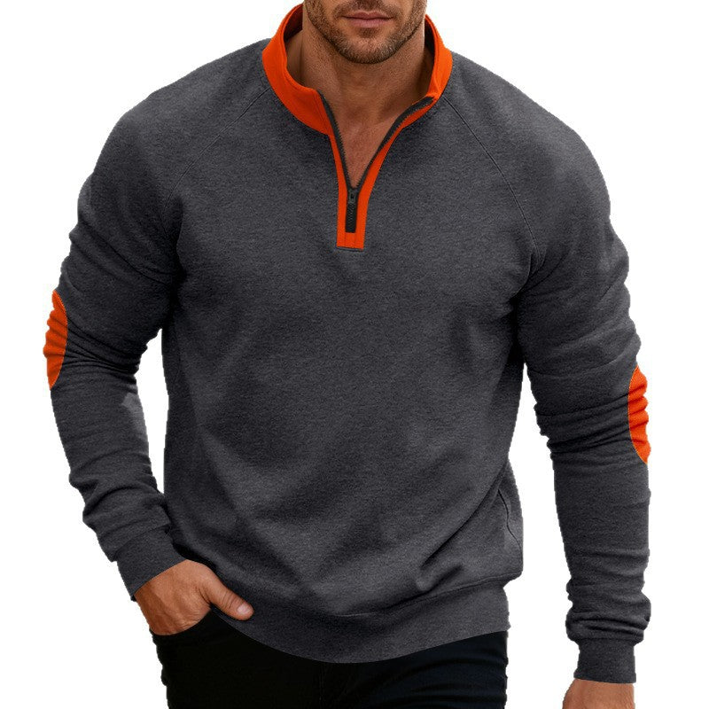 Men's sporty hoodie with short zipper and contrasting elements in Lune London