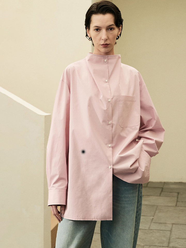 Chemise à manches longues pour femme avec patte de boutonnage minimaliste et poche poitrine Chic & Stil