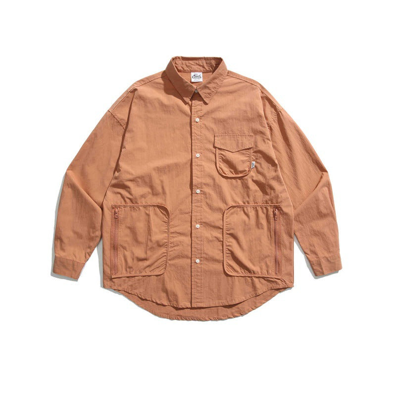 Unisex Boxy Overshirt Jacket with utility pockets, rounded hem, and oversized fit Amarae