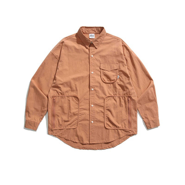 Unisex Boxy Overshirt Jacket with utility pockets, rounded hem, and oversized fit Amarae