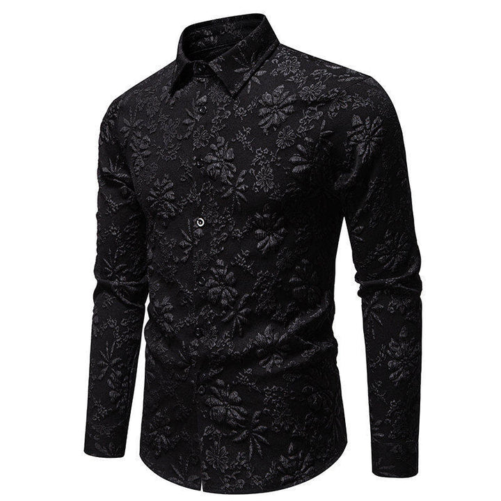 Men's long sleeve shirt with rich detailed floral embroidery Lune London