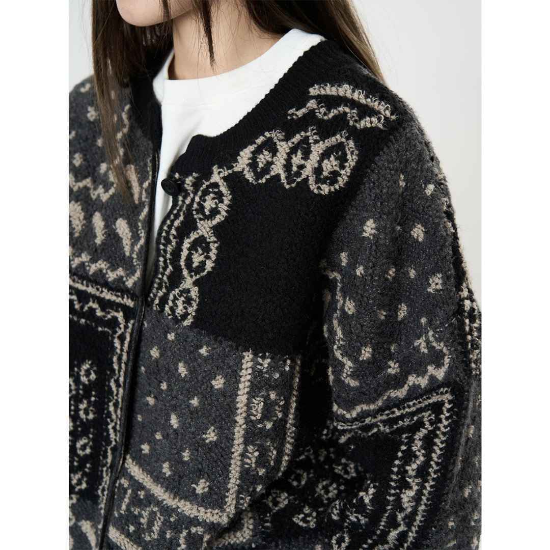 Women's jacquard cardigan in boxy cut with button placket Amarae