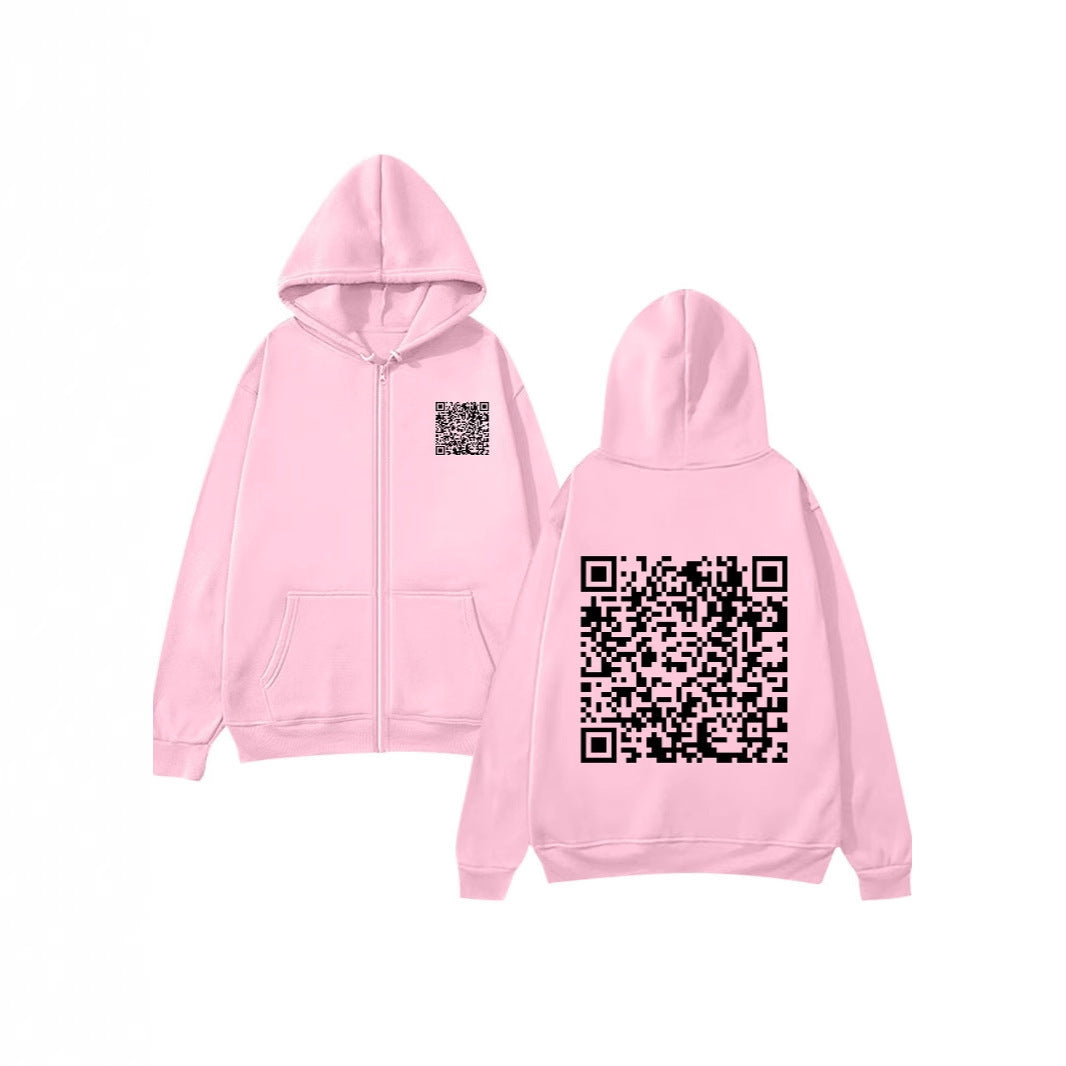 Women's hoodie jacket with QR code design and soft fleece Lune London