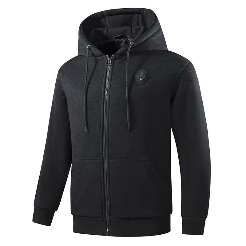 Herren Kapuzen-Fleecejacke mit diskreter USB-Heizsteuerung und Frontreißverschluss Drune