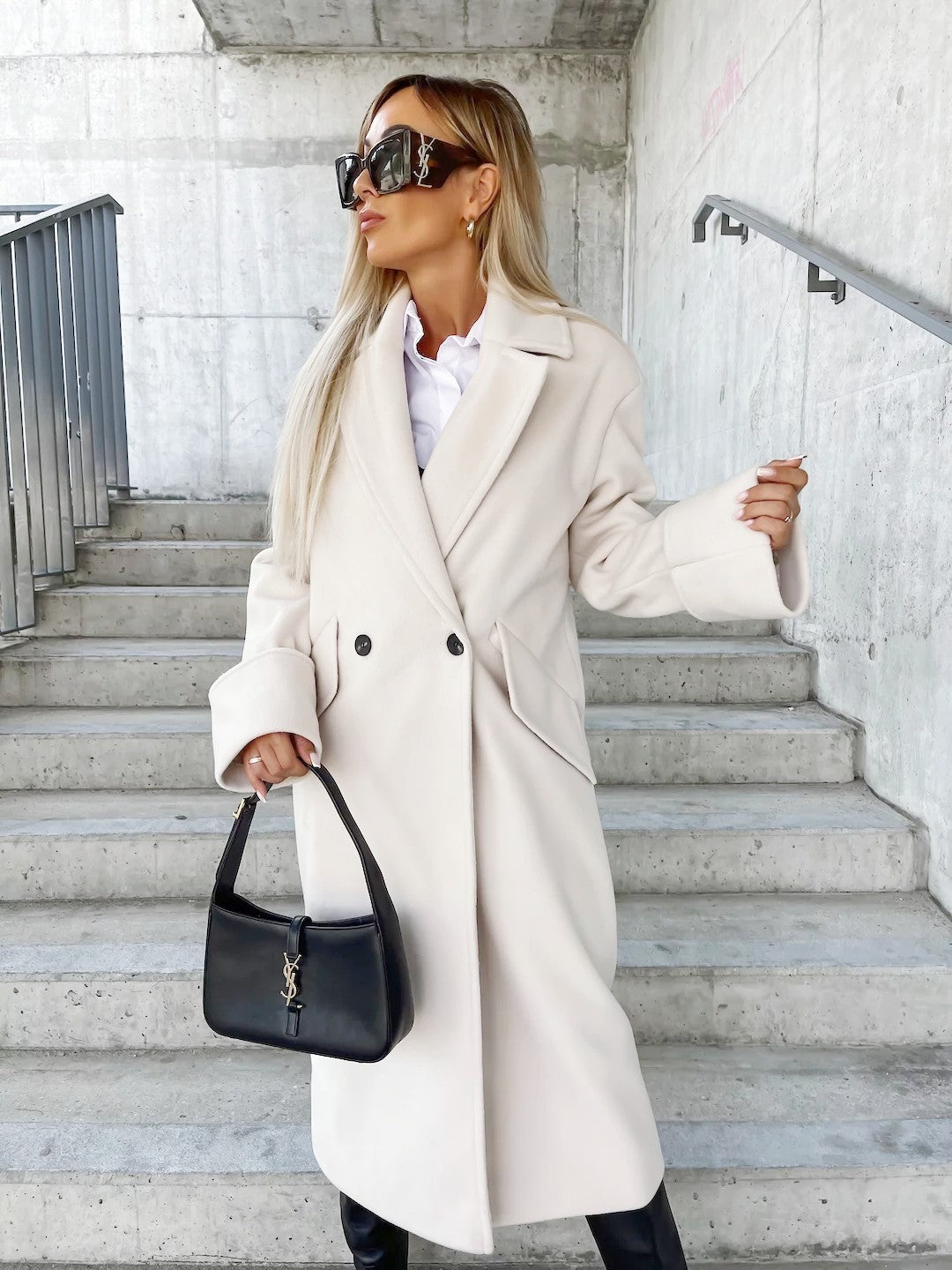 Women Oversized Wool Coat Elegant Amarae