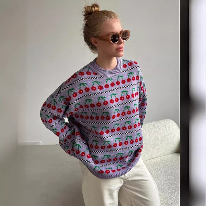 Ladies Sweater with Fruity Design Patterns Lune London