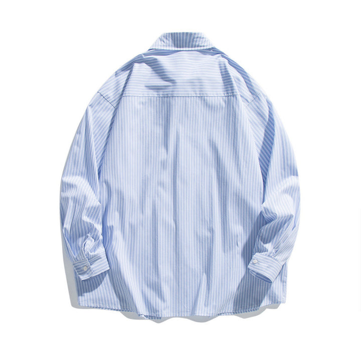 Men's Oversized Cotton Shirt with Fine Stripes and Chest Pocket Amarae