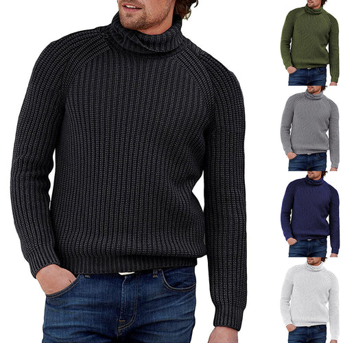 Chunky knit men's sweater with high collar Amarae