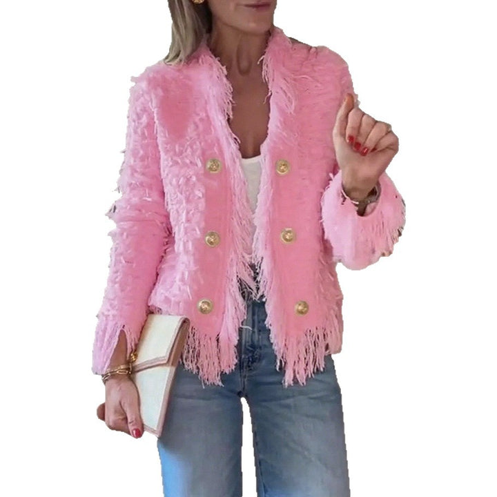Veste à franges pour femmes avec des boutons dorés Chic & Stil