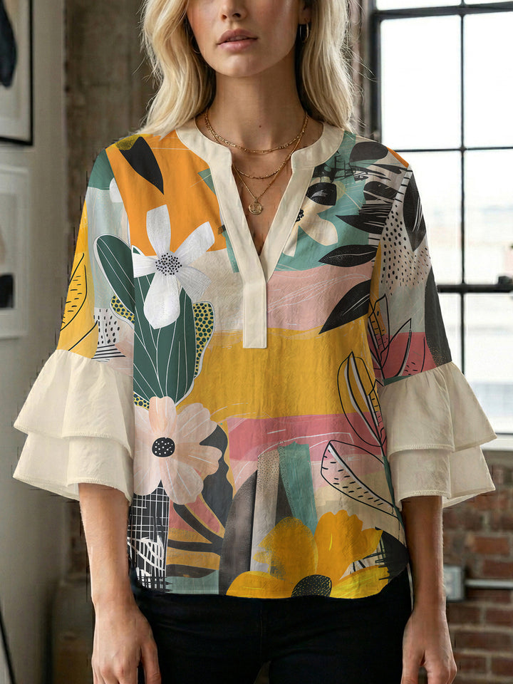 Women's artistic top with ruffled sleeves Lune London