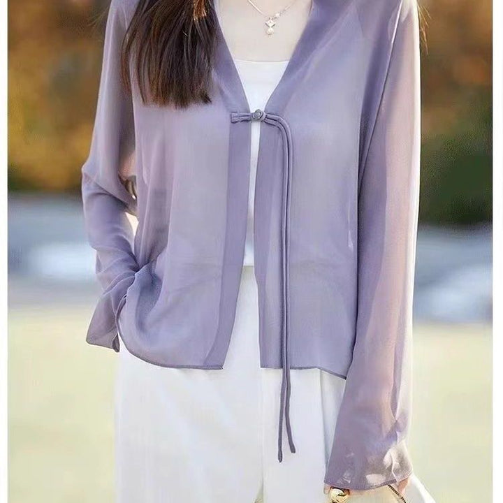 Blouse transparente pour femme avec ceinture à nouer romantique Chic & Stil