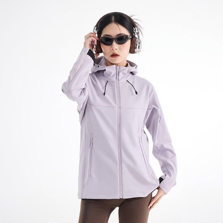Women's Breathable Softshell Rain Jacket with Hood, Windproof and Minimalist Tech Look Amarae