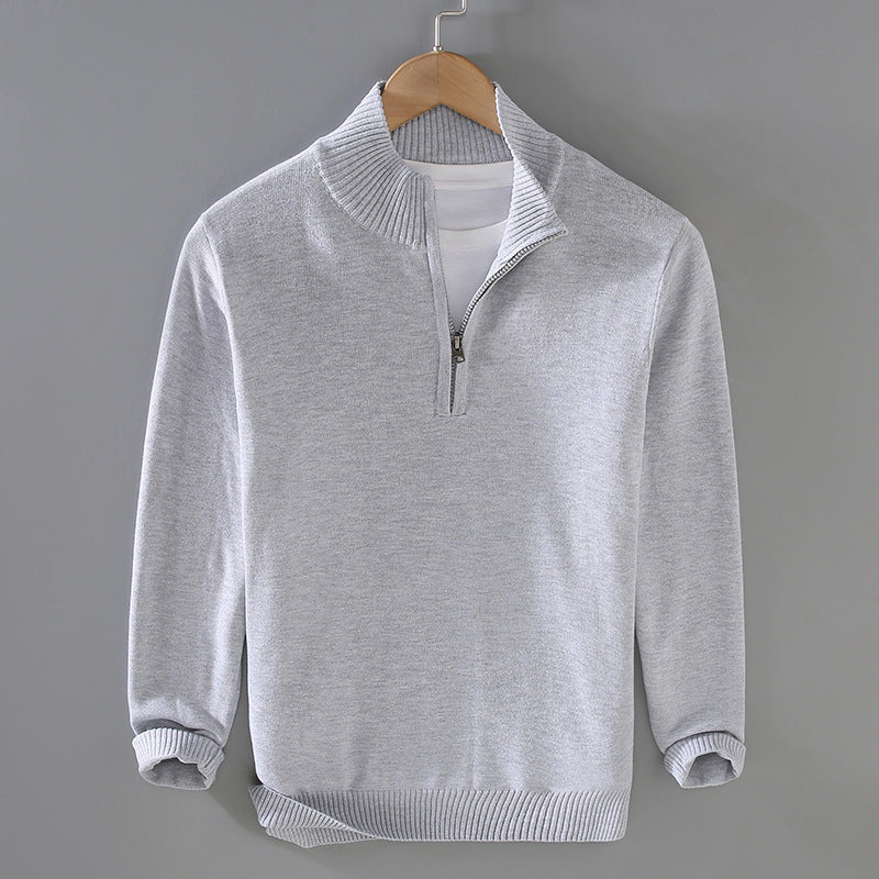 Men's sweater with modern high collar and zipper Lune London