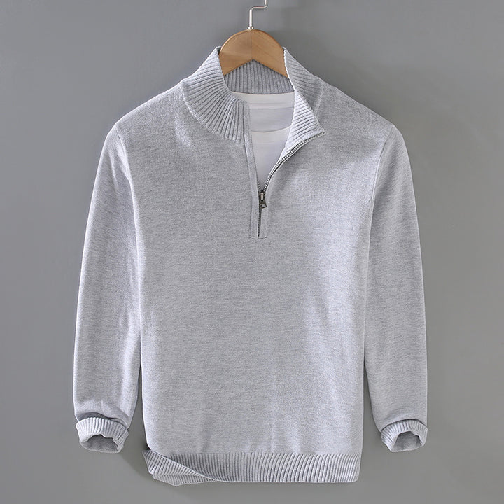 Men's sweater with modern high collar and zipper Lune London