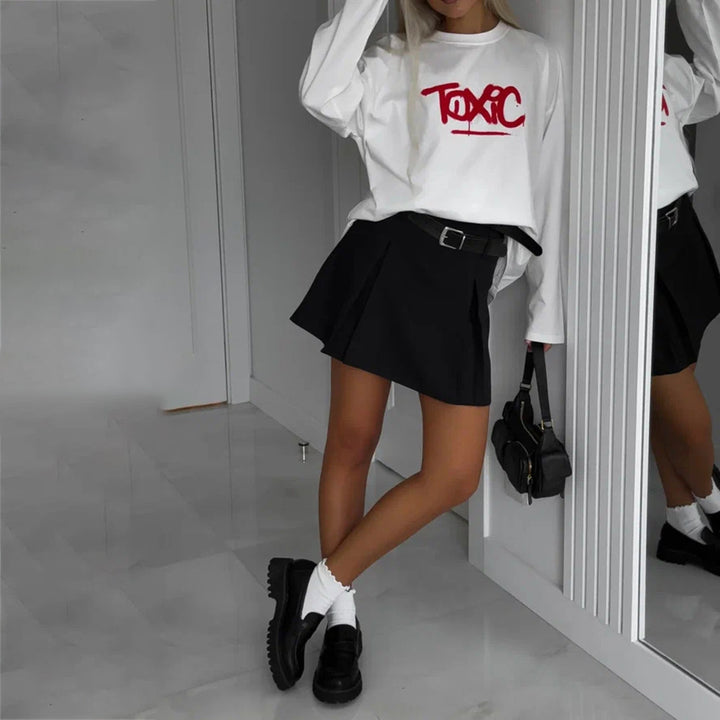 Oversized long sleeve t-shirt for women with striking inscription Lune London