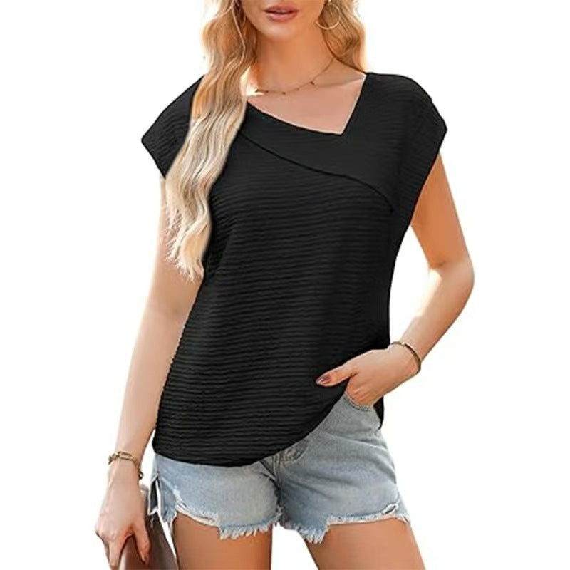 Women's elegant top with asymmetrical cut and fashionable texture pattern Lune London