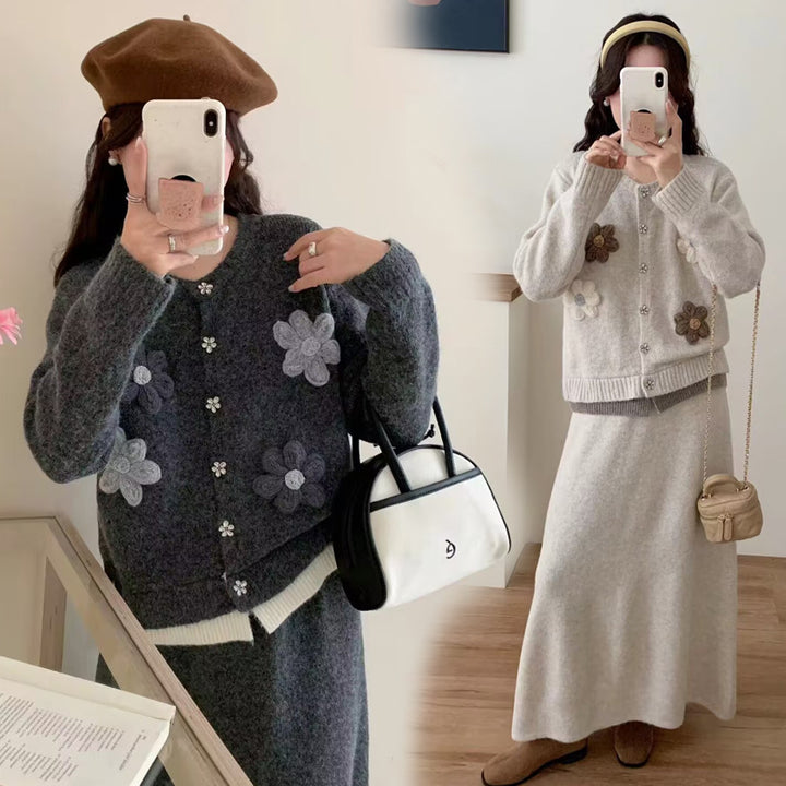 Cardigan pour femmes avec appliqués floraux et fermeture à boutons Chic & Stil
