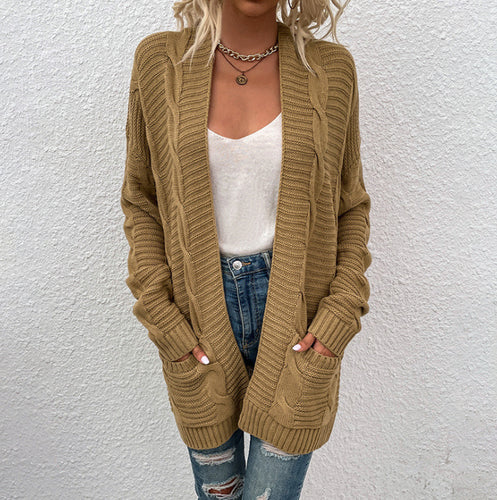 Ladies Chunky Knit Cardigan with casual design and practical pockets Amarae