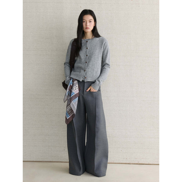 Women's Fine Fine Knit Cardigan with Matching Round Neck Sweater Amarae