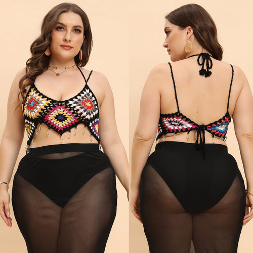 Crochet bralette for women with colorful bead accents Amarae
