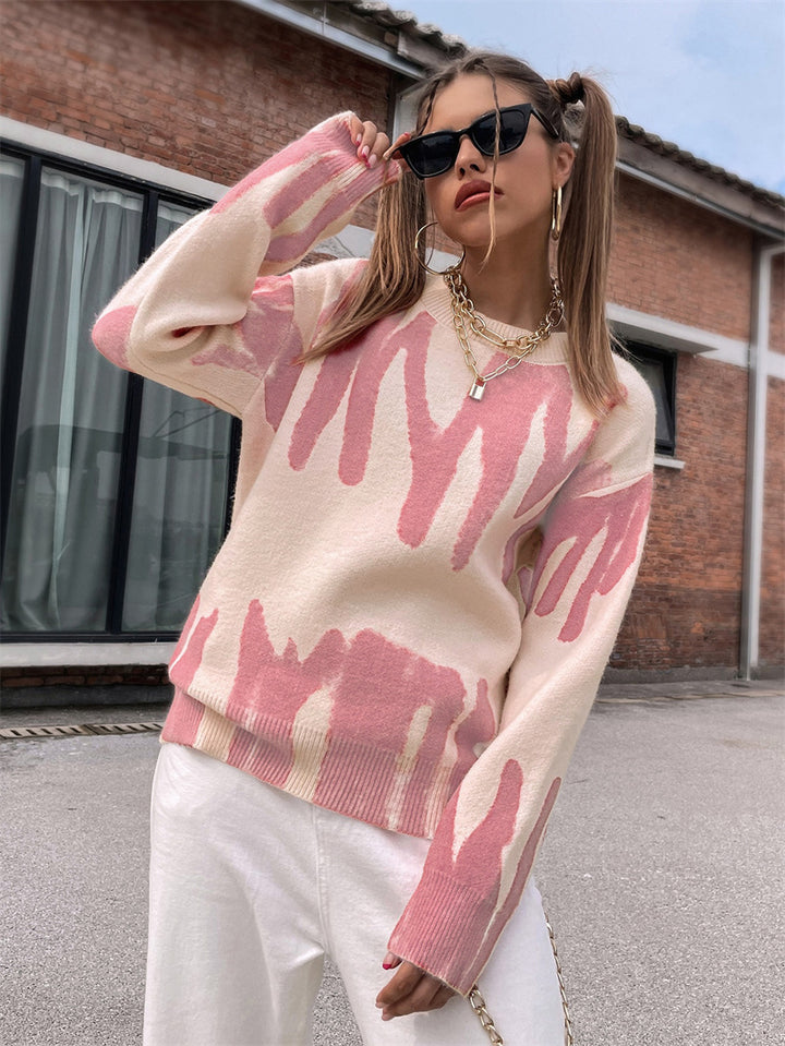 Ladies modern knitted sweater with dynamic graphic design Lune London