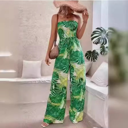 Lady Strapless Floral Wide Leg Jumpsuit Amarae