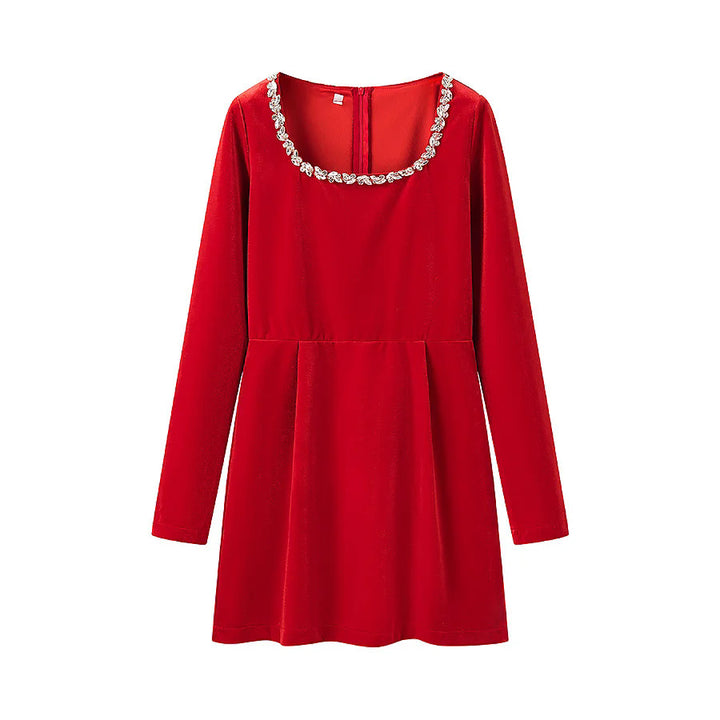 Elegantly cut long-sleeve dress for women with adorned neckline Lune London