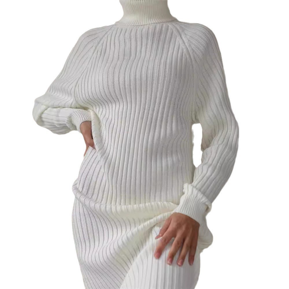 Knitted dress for women with high collar and long sleeves Lune London