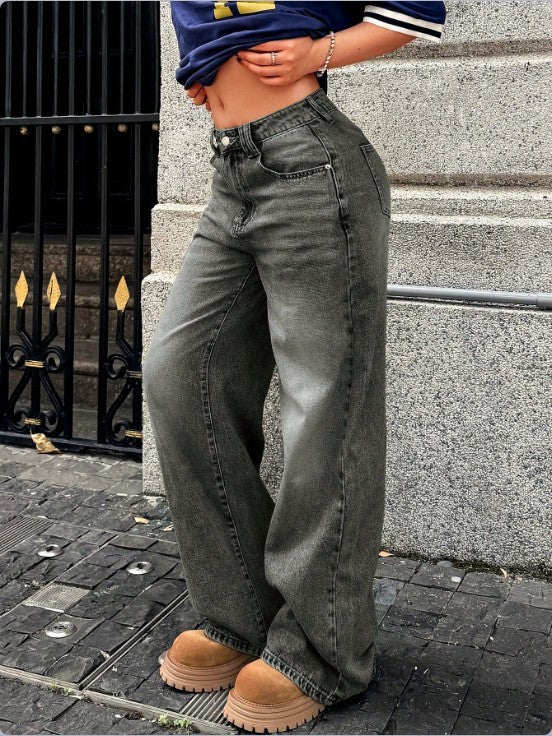 Women's High-Waist Wide Denim Pants with Palazzo Cut Amarae