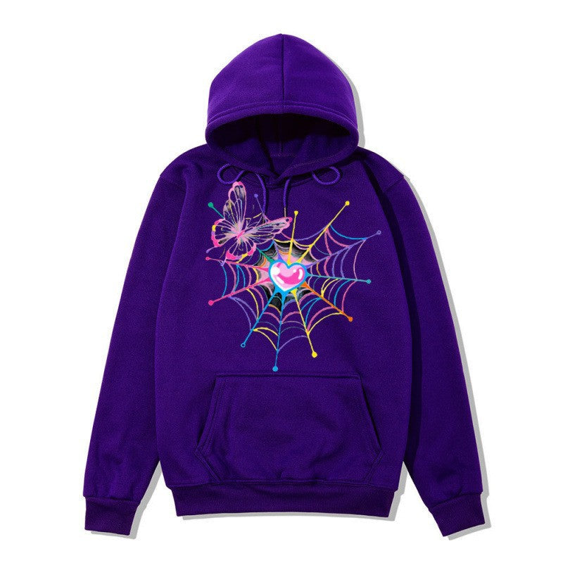 Women's hooded sweatshirt with artistic butterfly spiderweb motif Chic & Stil