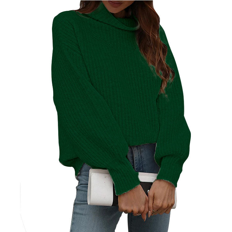 Oversized knitted pullover for women with a casual high neck design Lune London