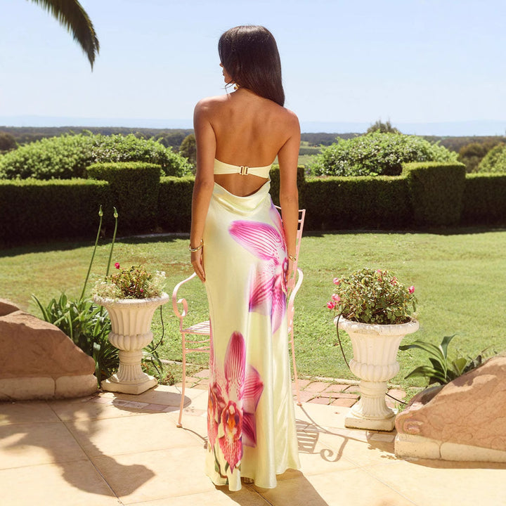 Ladies Elegant tailored maxi dress with floral design and slim fit Lune London