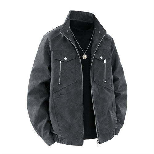 Classic suede leather jacket for men with practical pockets Amarae