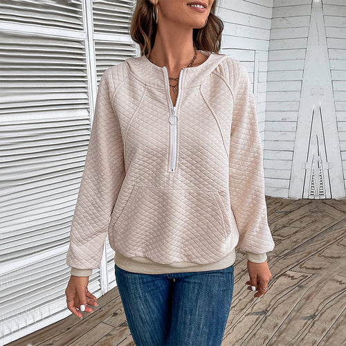 Sweat à zip tendance pour femmes avec zip et motif piqué Chic & Stil