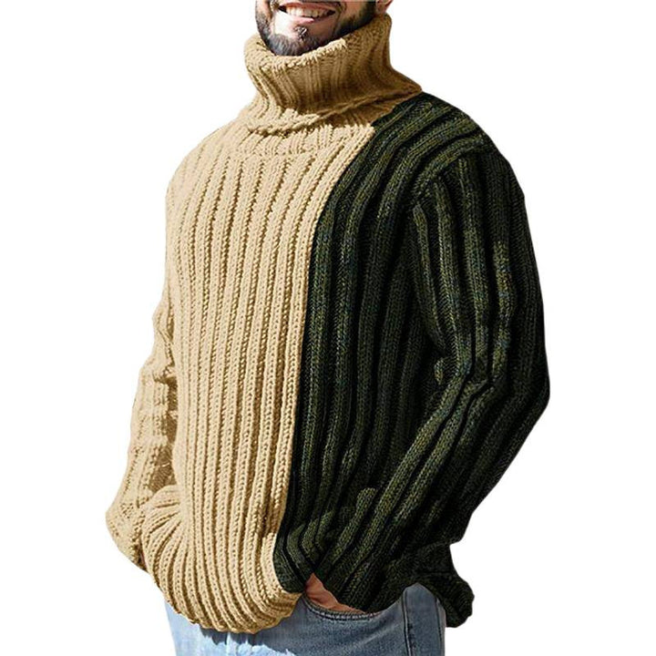 Men's knitted sweater with modern high collar and gradient color design Lune London