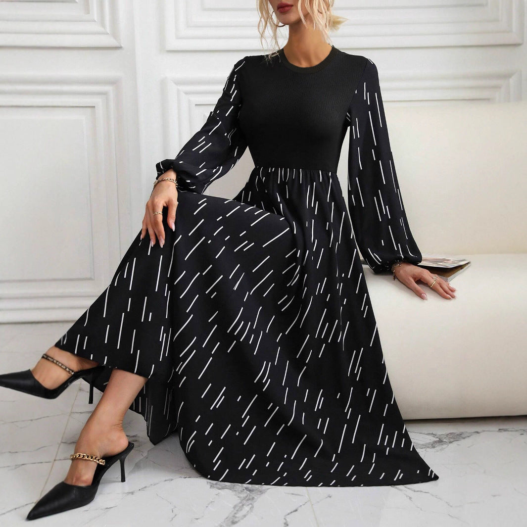 Maxi dress for women with colorful graphic pattern and elegant cut Lune London