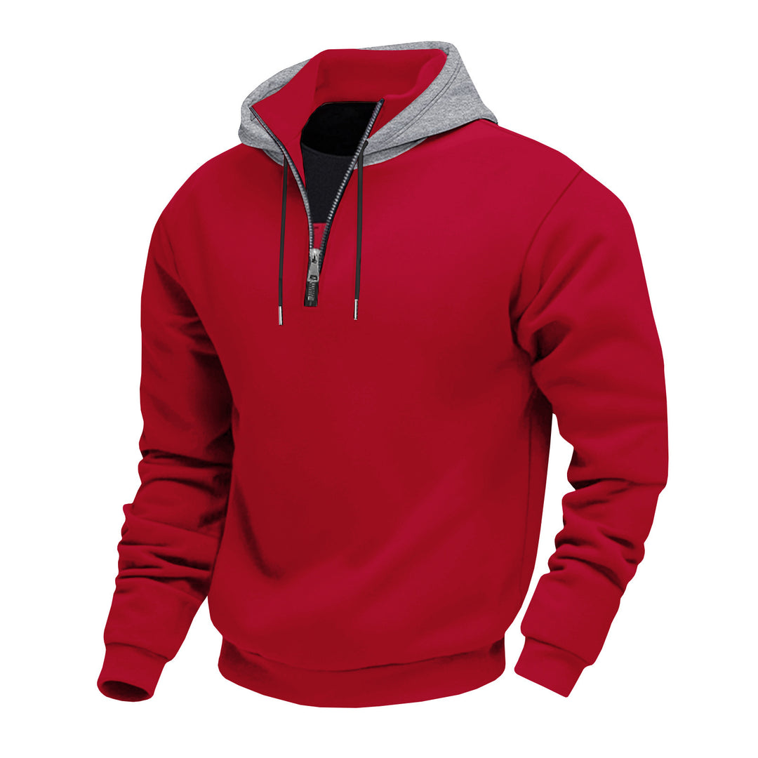 Men's hooded sweatshirt with half zipper and internal drawstring Lune London