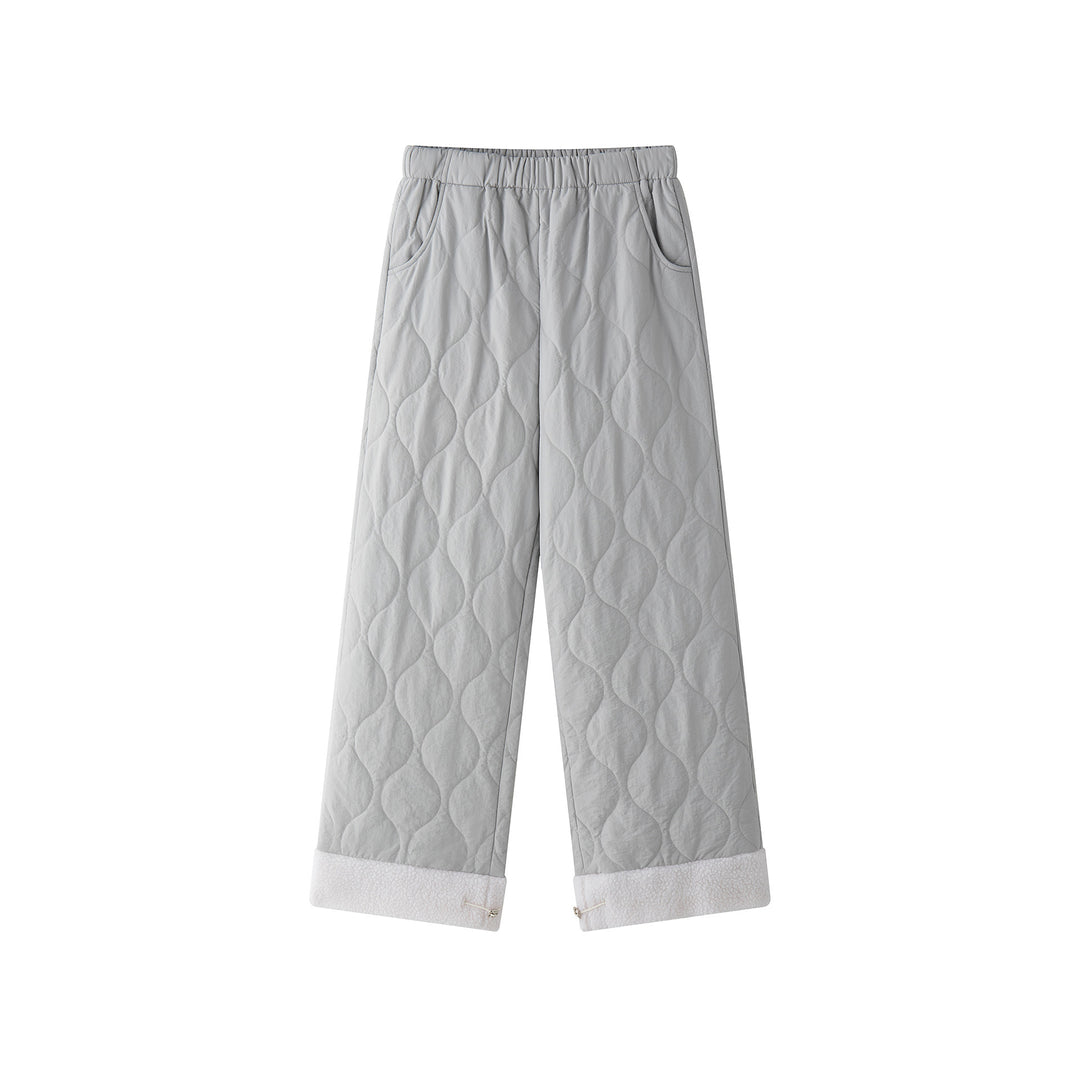 Women's Quilted Palazzo Pants with Teddy Cuffs and Drawstring Amarae