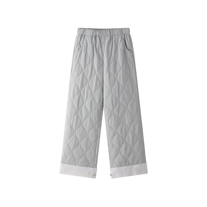Women's Quilted Palazzo Pants with Teddy Cuffs and Drawstring Amarae
