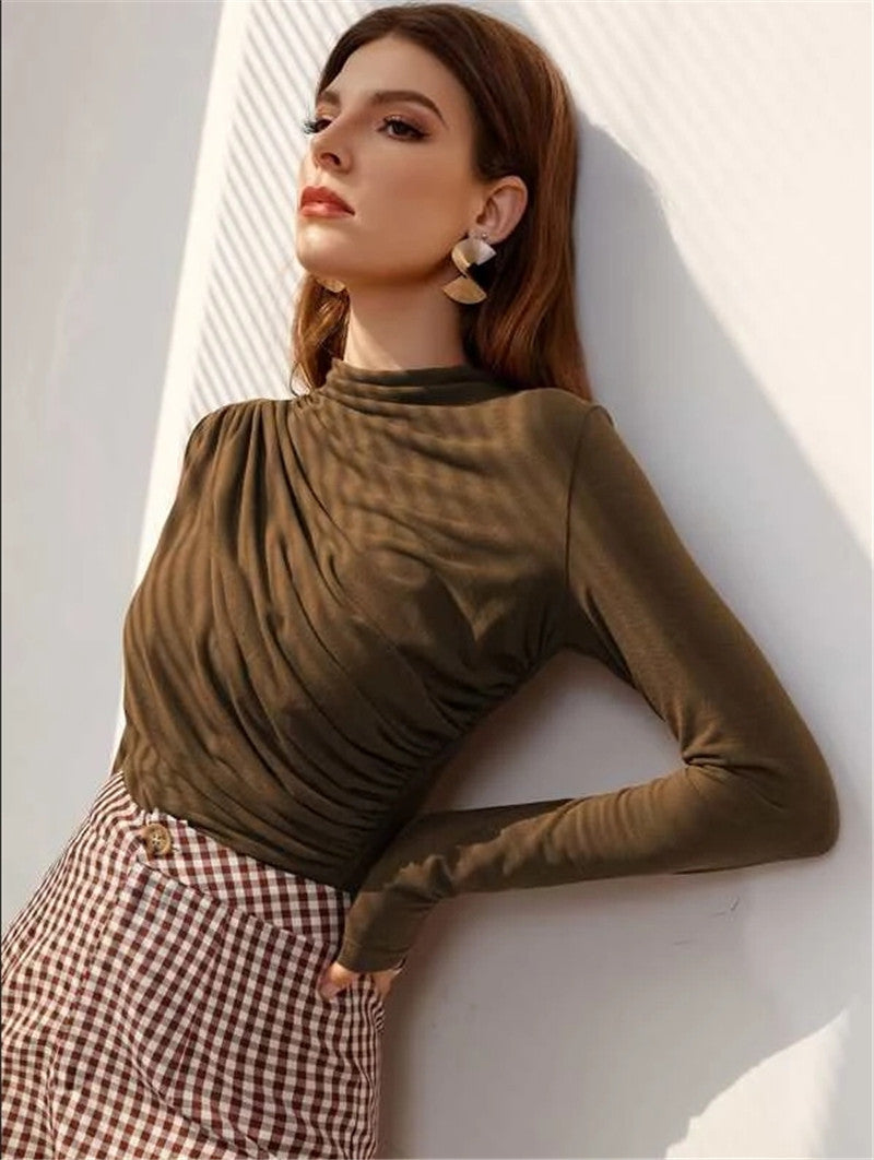 Long sleeve T-shirt for women with an elegant wrap design Lune London