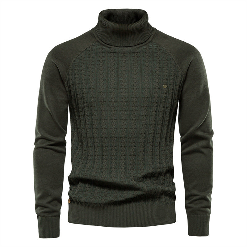 Knit sweater for men with trendy high collar and textured design Lune London