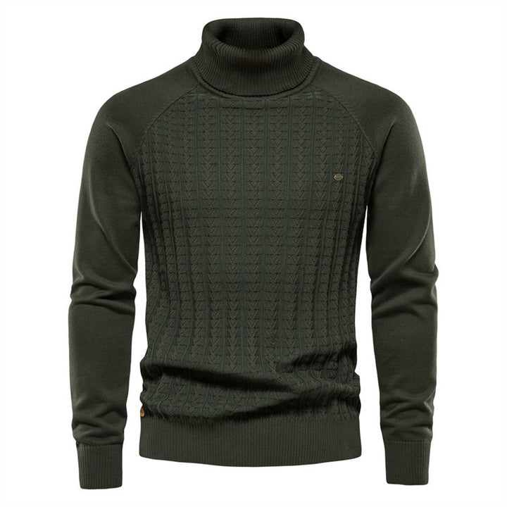 Knit sweater for men with trendy high collar and textured design Lune London