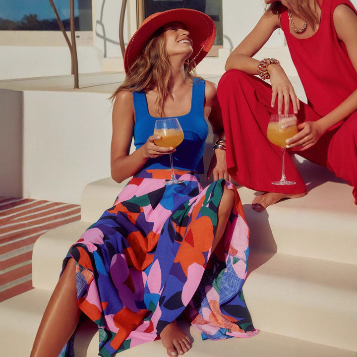 Summer maxi skirt for women with a mix of vibrant patterns and a flowy fit Chic & Stil