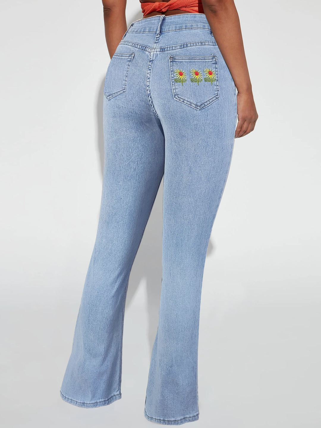 Ladies high-waisted tapered flared jeans with waist-shaping waistband Amarae