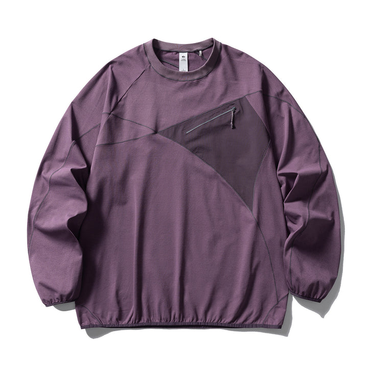 Unisex Technical Oversized Sweatshirt with Diagonal Zip Chest Pocket Amarae