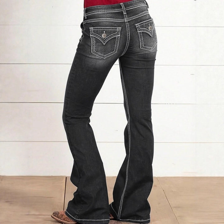 Women's high-waisted sculpting bootcut jeans with side decorative buttons Amarae