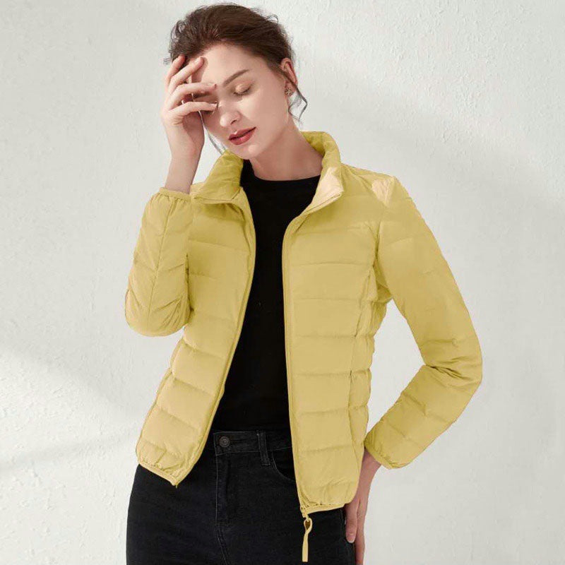 Women's Lightweight Quilted Short Jacket with Stand Collar and Tailored Fit Amarae