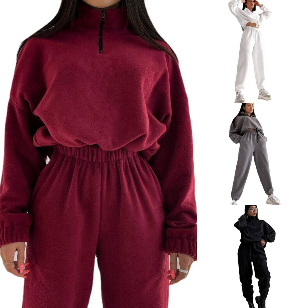 Women Comfortable and Stylish Loungewear Set with Elastic Waist and Chic Crop Top