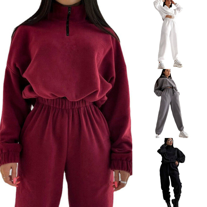 Women Comfortable and Stylish Loungewear Set with Elastic Waist and Chic Crop Top