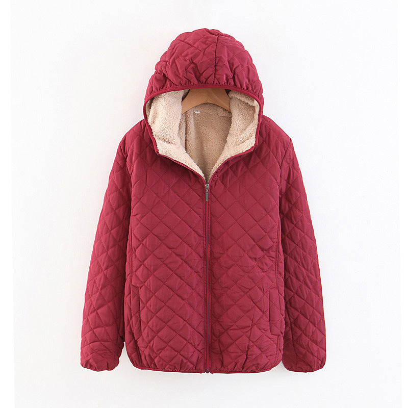 Ladies quilted winter coat with cozy lining and hood Lune London